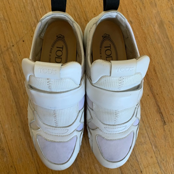 Tod’s white leather sneakers with Velcro strap, pebble chunky sole - Picture 2 of 5